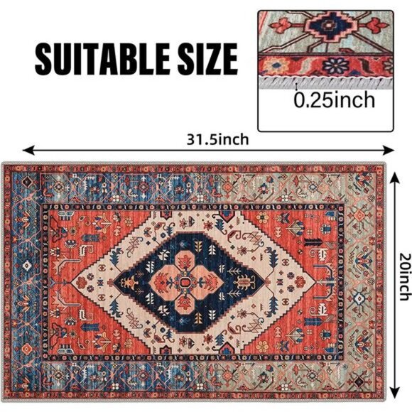 Retro Indoor Floor Mat, Non Slip Front Door Rug - 20 x 31.5in - Picture 6 of 7